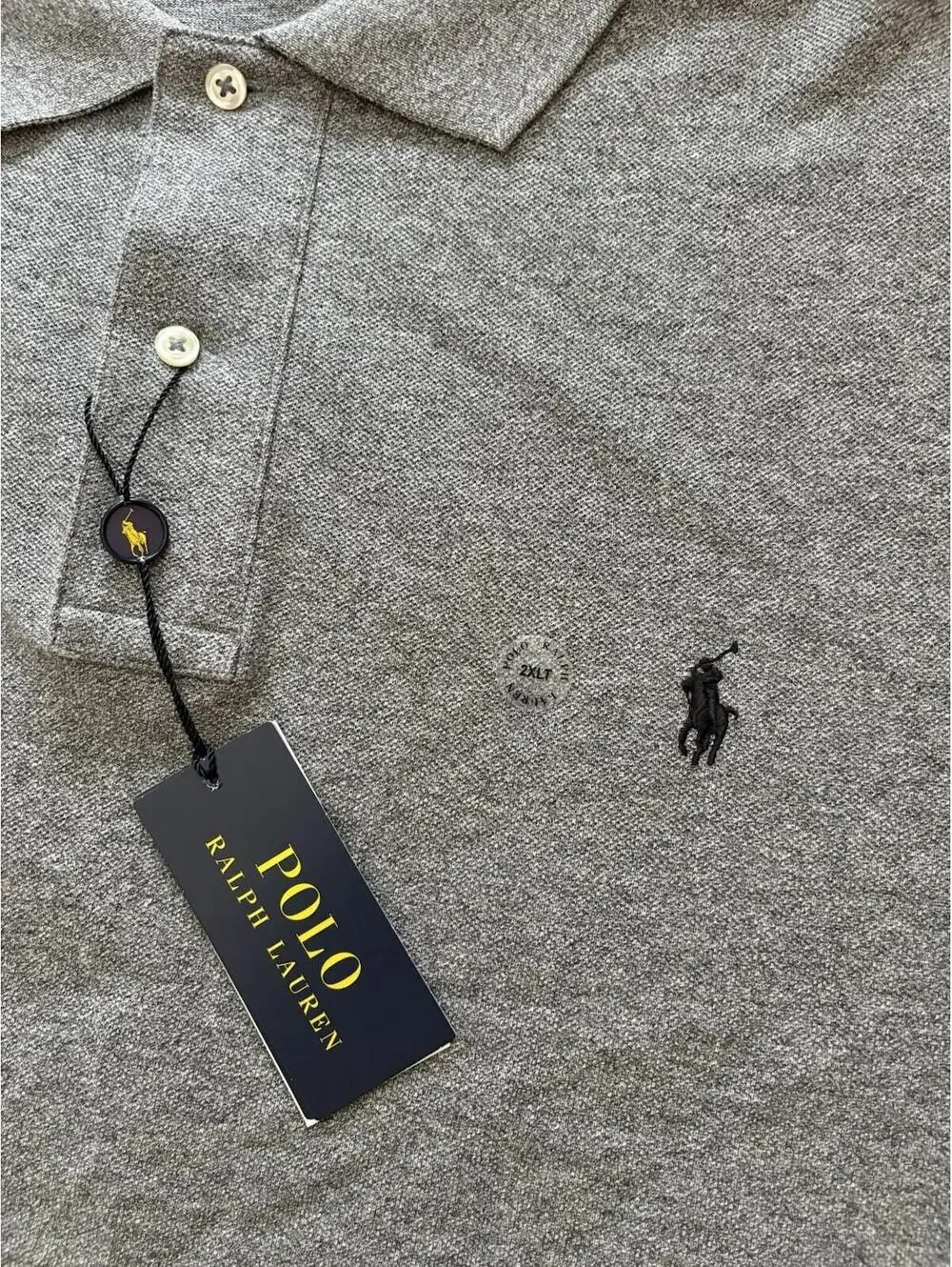 Polo Ralph Lauren Mens Custom Slim Fit Iconic Mesh Polo Shirt Gray 2XLT NWT $125